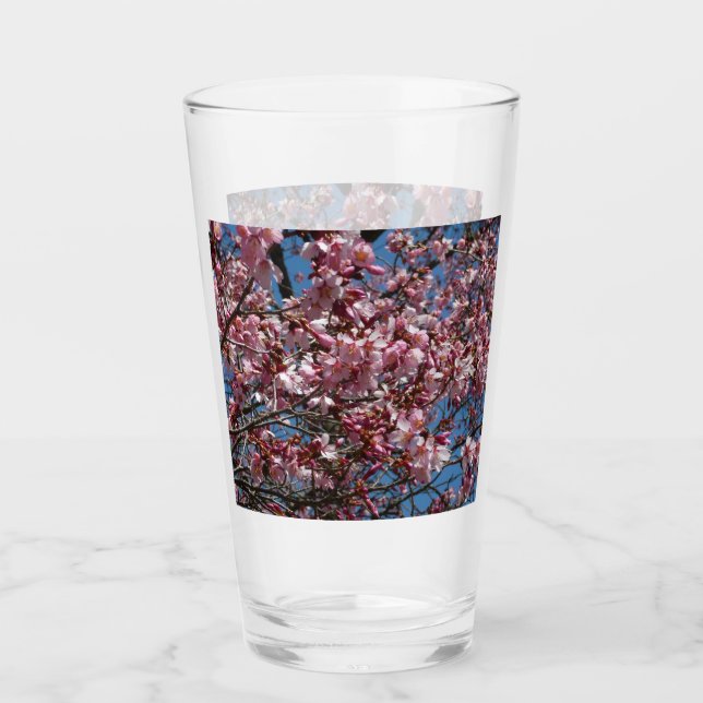 Cherry Blossoms and Blue Sky Spring Floral Glass (Front)