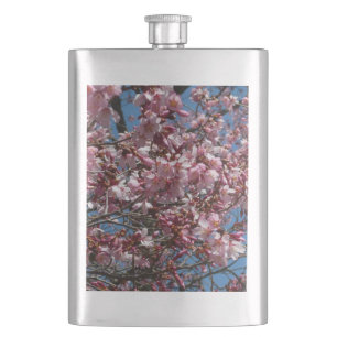 Cherry Blossoms and Blue Sky Spring Floral Hip Flask
