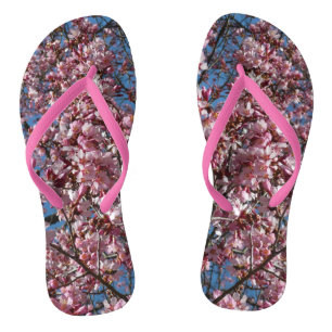 Cherry Blossoms and Blue Sky Spring Floral Thongs