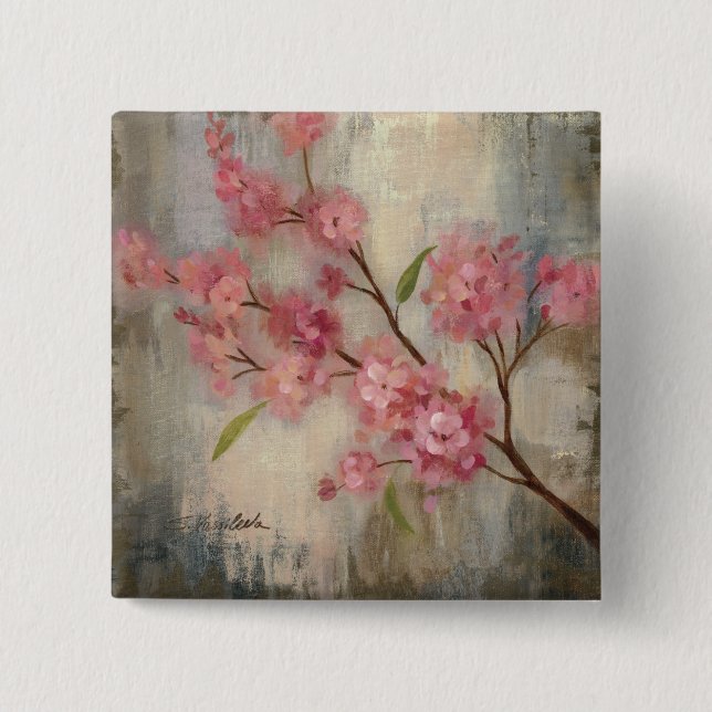 Cherry Blossoms and Branch 15 Cm Square Badge (Front)