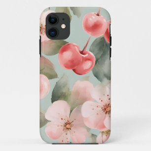 Cherry Blossoms and cherries Spring Art iPhone 11 Case