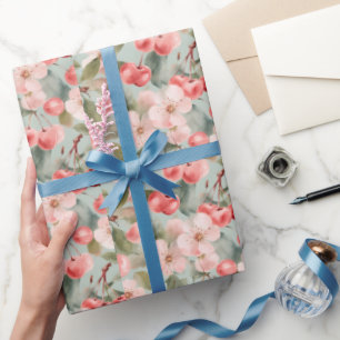 Cherry Blossoms and cherries Spring Art  Wrapping Paper