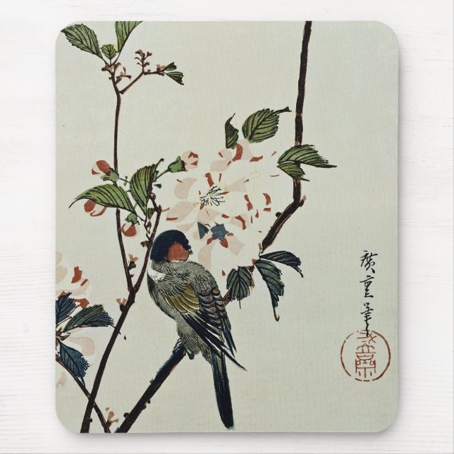 Cherry Blossoms and Small Bird Mouse Pad (Front)