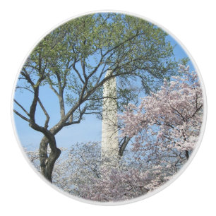 Cherry Blossoms and the Washington Monument in DC Ceramic Knob