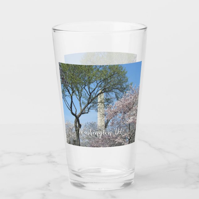 Cherry Blossoms and the Washington Monument in DC Glass (Front)