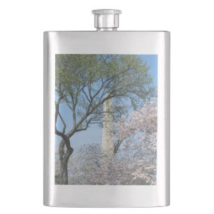 Cherry Blossoms and the Washington Monument in DC Hip Flask
