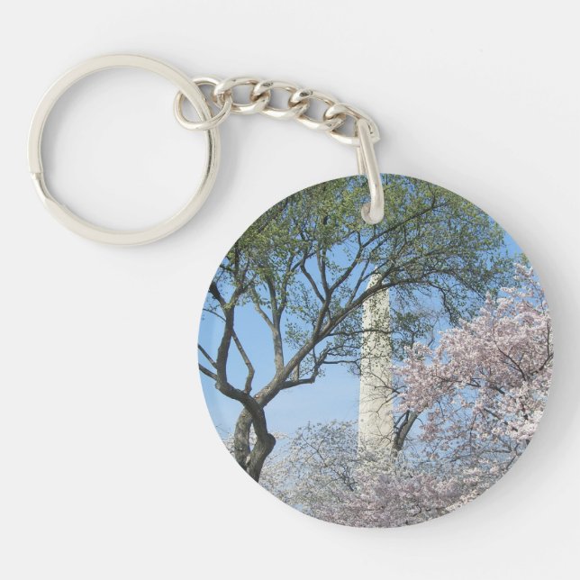 Cherry Blossoms and the Washington Monument in DC Key Ring (Front)