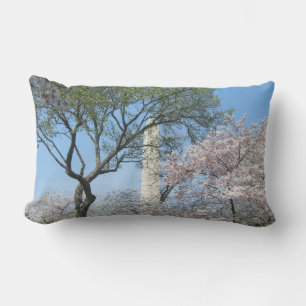 Cherry Blossoms and the Washington Monument in DC Lumbar Cushion