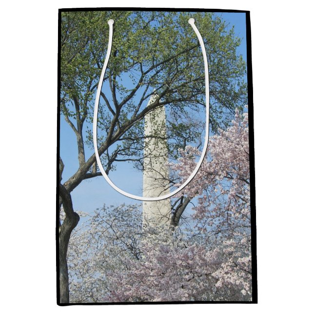 Cherry Blossoms and the Washington Monument in DC Medium Gift Bag (Front)