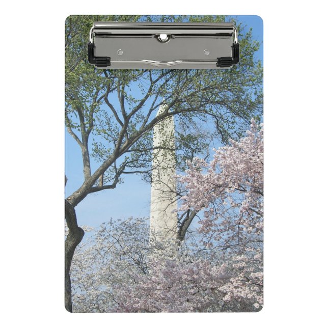 Cherry Blossoms and the Washington Monument in DC Mini Clipboard (Front)