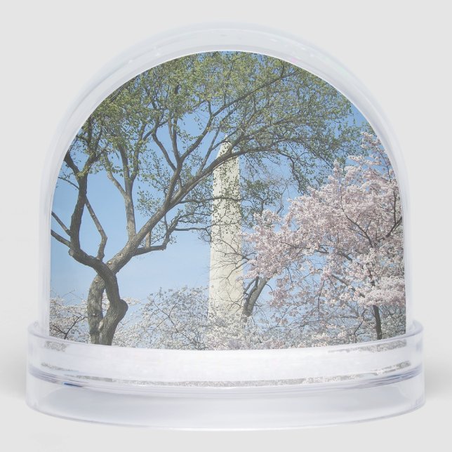 Cherry Blossoms and the Washington Monument in DC Snowglobe (Front)