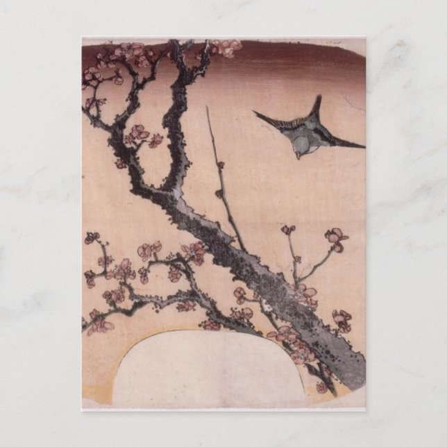 Cherry Blossoms and Warbler by Katsushika Hokusai Postcard (Front)