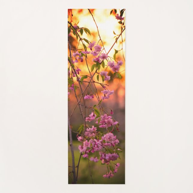 Cherry Blossoms at sunset yoga mat double sided (Front)