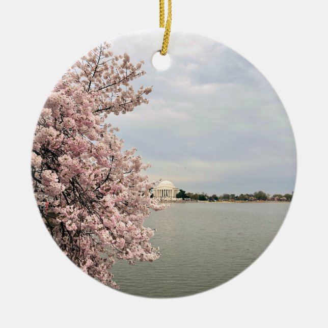 Cherry Blossoms at the Tidal Basin Ceramic Ornament (Front)