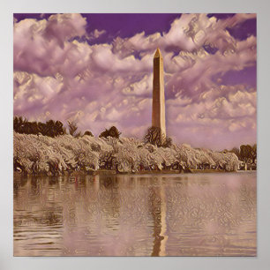 Cherry Blossoms at the Washington Monument  Poster