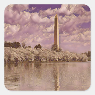 Cherry Blossoms at the Washington Monument  Square Sticker