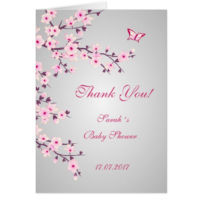 Cherry Blossoms  Baby Shower Thank You (Front)