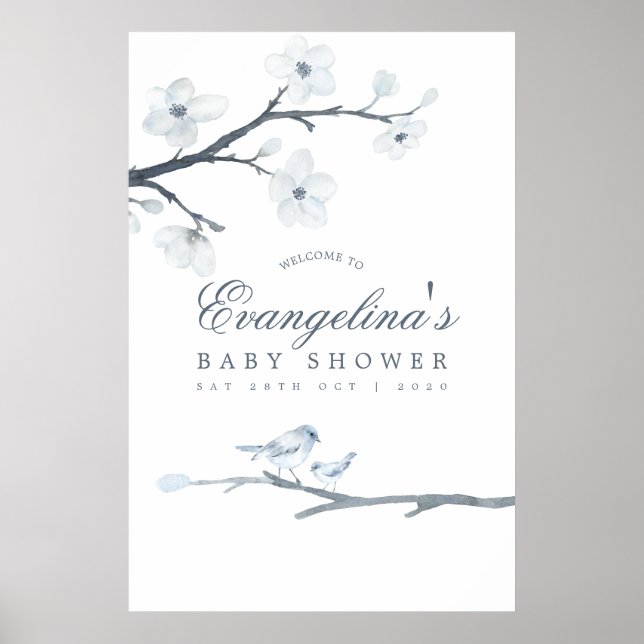 Cherry Blossoms Baby Shower Welcome Poster (Front)