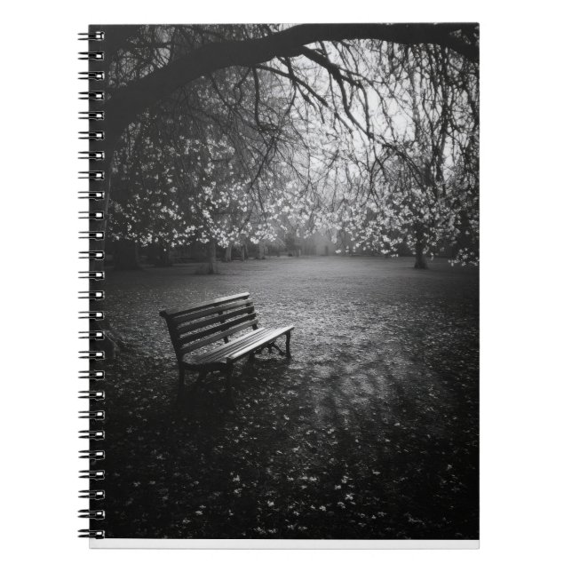 Cherry Blossoms Bench Sunrise Notebook (Front)