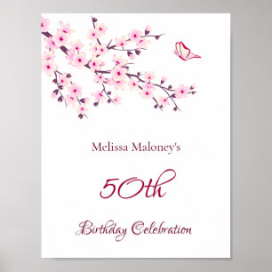 Cherry Blossoms Birthday Custom Birthday Poster