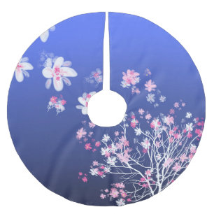 Cherry blossoms blowing in wind brushed polyester tree skirt