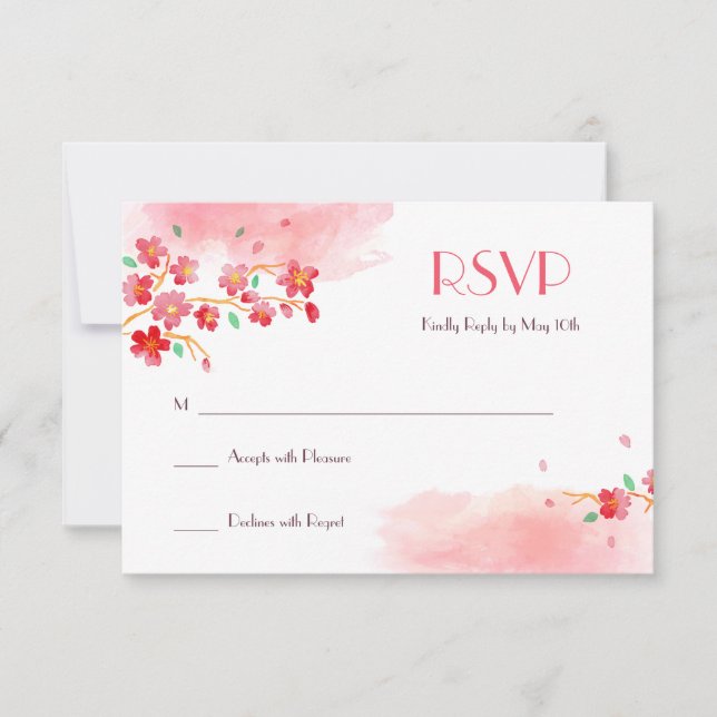 Cherry Blossoms Branches RSVP Card (Front)