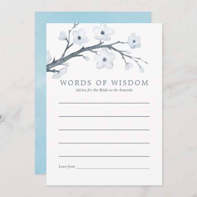 Cherry Blossoms Bridal Shower Advice Invitation (Front/Back)