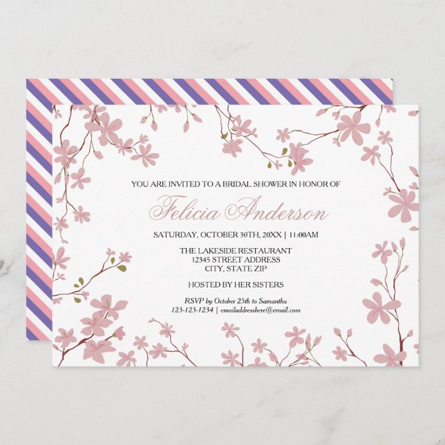 Cherry Blossoms - Bridal Shower Invitation (Front/Back)