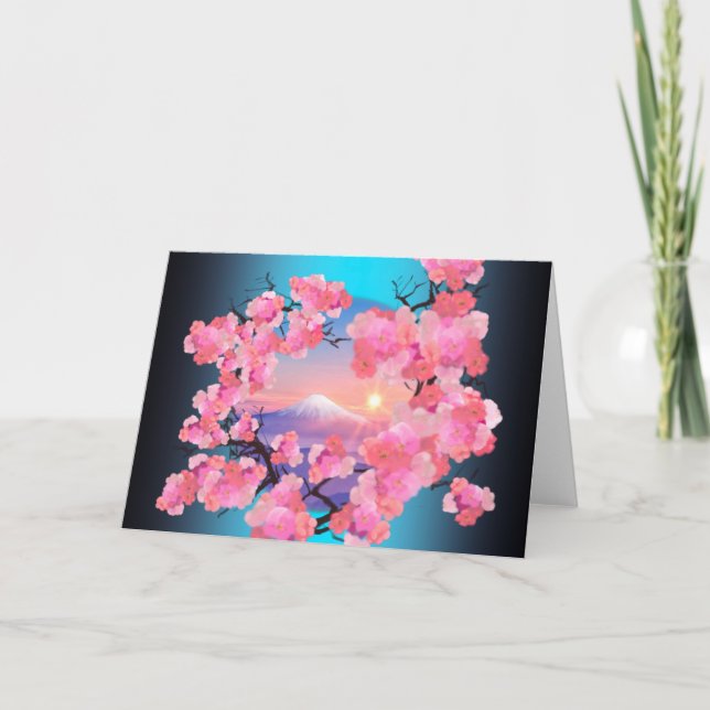 Cherry Blossoms by Mount Fuji Card (Front)