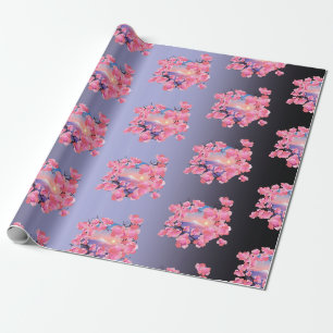 Cherry Blossoms by Mount Fuji in Purple Wrapping Paper