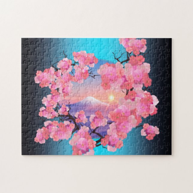 Cherry Blossoms by Mount Fuji Jigsaw Puzzle (Horizontal)