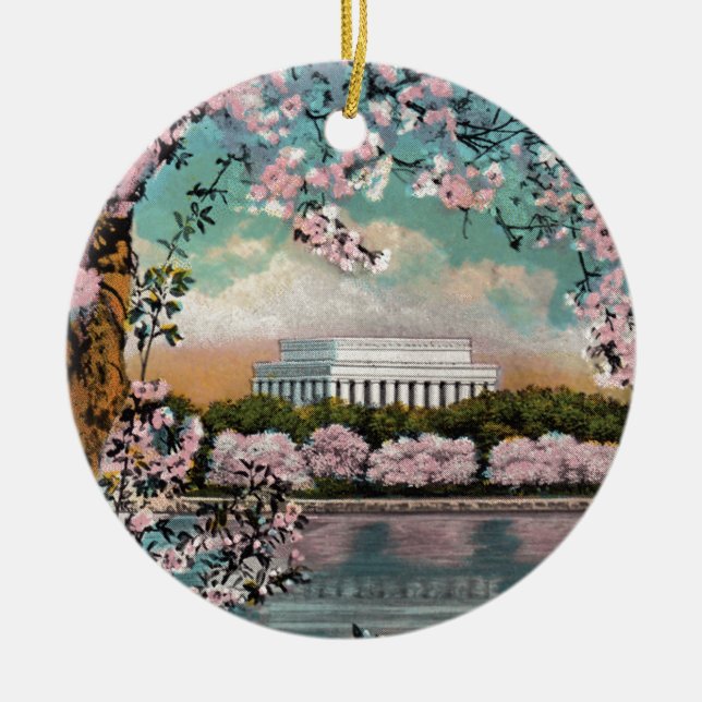 Cherry Blossoms Ceramic Ornament (Front)