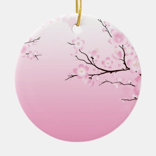 Cherry Blossoms Ceramic Ornament (Front)