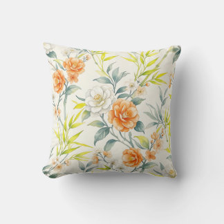 Cherry Blossoms Citrus Burst Throw Pillow