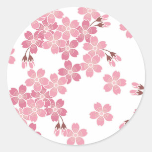 cherry blossoms classic round sticker