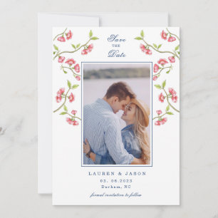 Cherry Blossoms Couples Photo Save the Date  Invitation