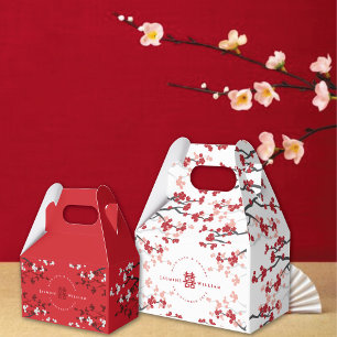 Cherry Blossoms & Double Happiness Chinese Wedding Favour Box