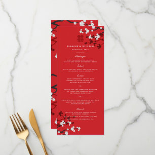 Cherry Blossoms Double Happiness Chinese Wedding Menu