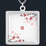 Cherry Blossoms & Double Happiness Chinese Wedding Silver Plated Necklace<br><div class="desc">Designed by fat*fa*tin. Easy to customise with your own text,  photo or image. For custom requests,  please contact fat*fa*tin directly. Custom charges apply.

www.zazzle.com/fat_fa_tin
www.zazzle.com/color_therapy
www.zazzle.com/fatfatin_blue_knot
www.zazzle.com/fatfatin_red_knot
www.zazzle.com/fatfatin_mini_me
www.zazzle.com/fatfatin_box
www.zazzle.com/fatfatin_design
www.zazzle.com/fatfatin_ink</div>