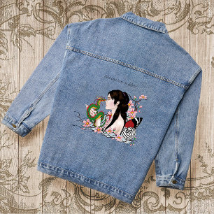 Cherry Blossoms Dragon Serenity Asian Fairy Denim Jacket