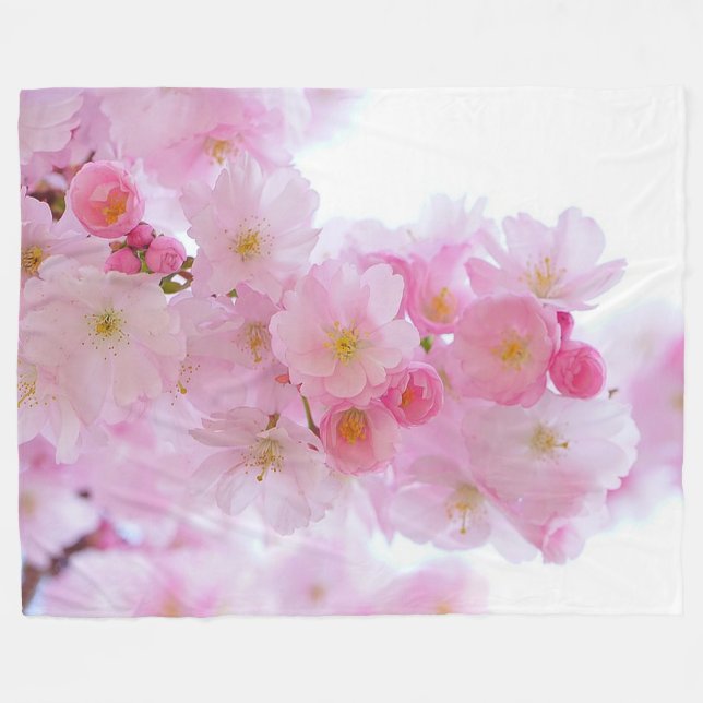 Cherry Blossoms Fleece Blanket (Front (Horizontal))