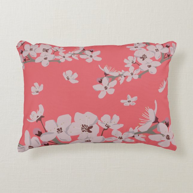Cherry Blossoms Floating Flowers Accent Pillow (Front)