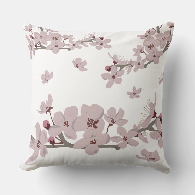 Cherry Blossoms Floating Flowers Cushion (Front)