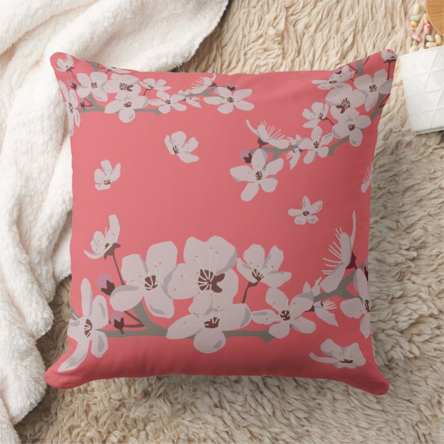 Cherry Blossoms Floating Flowers Cushion (Blanket)