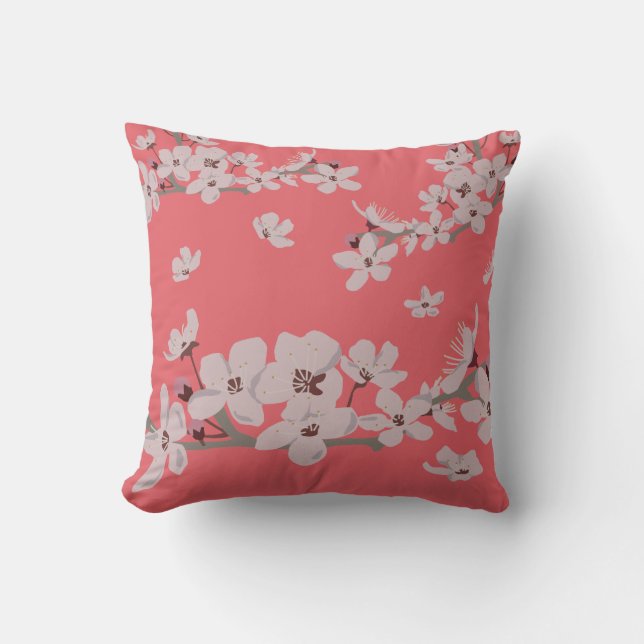 Cherry Blossoms Floating Flowers Cushion (Front)
