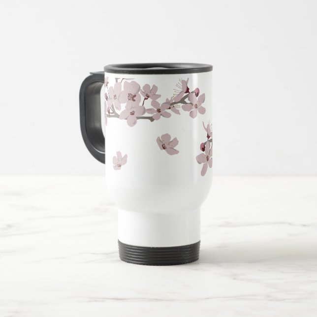 Cherry Blossoms Floating Flowers Travel Mug (Front Left)