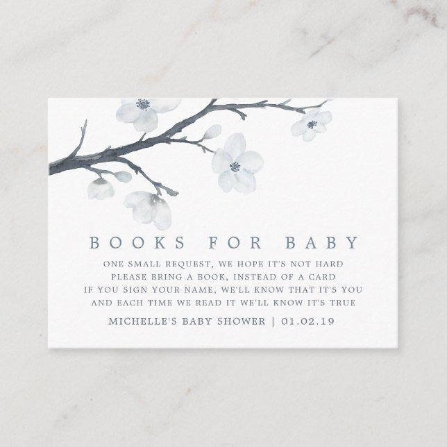 Cherry Blossoms Floral Baby Shower Book Request Enclosure Card (Front)