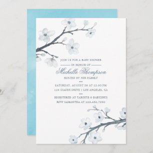 Cherry Blossoms Floral Baby Shower Invitation