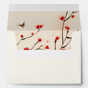 Cherry Blossoms Floral Envelope with Address