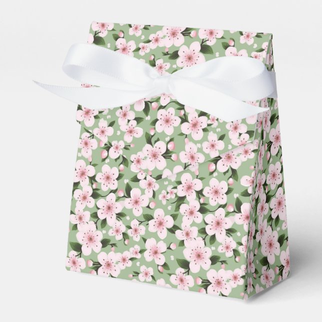 Cherry Blossoms Floral Favour Box (Front Side)